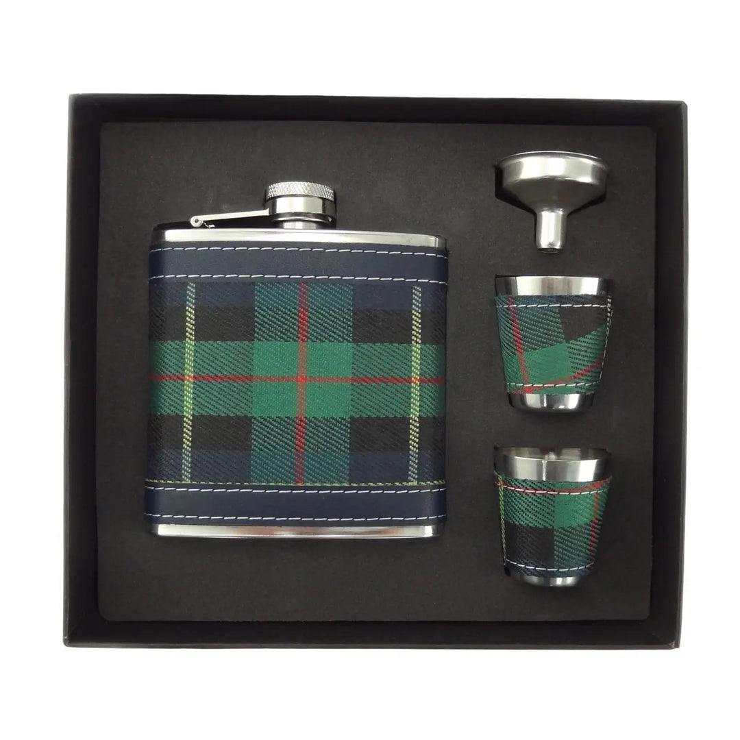 Scottish Tartan Hip Flask Gift Set - Boxed