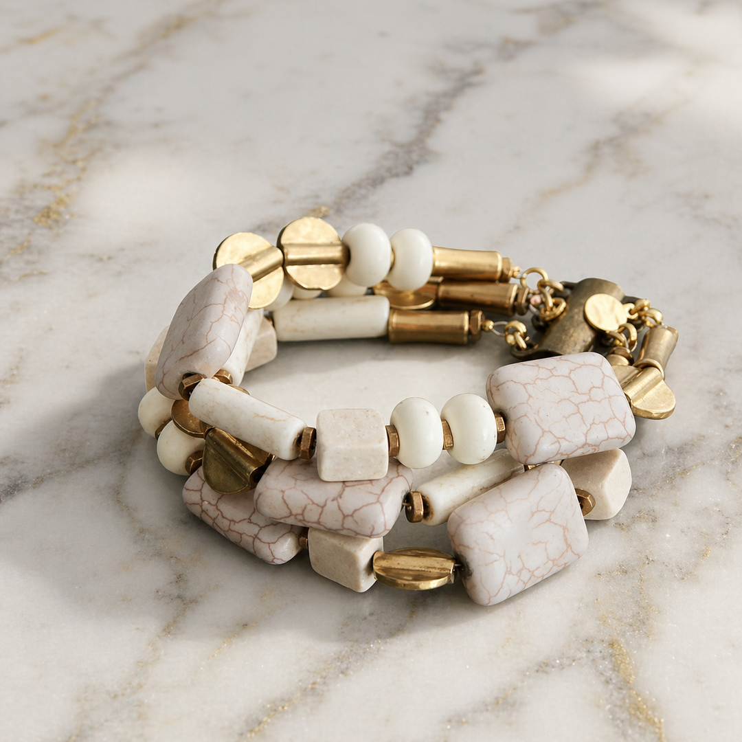 David Aubrey Brass Triple Strand Bracelet