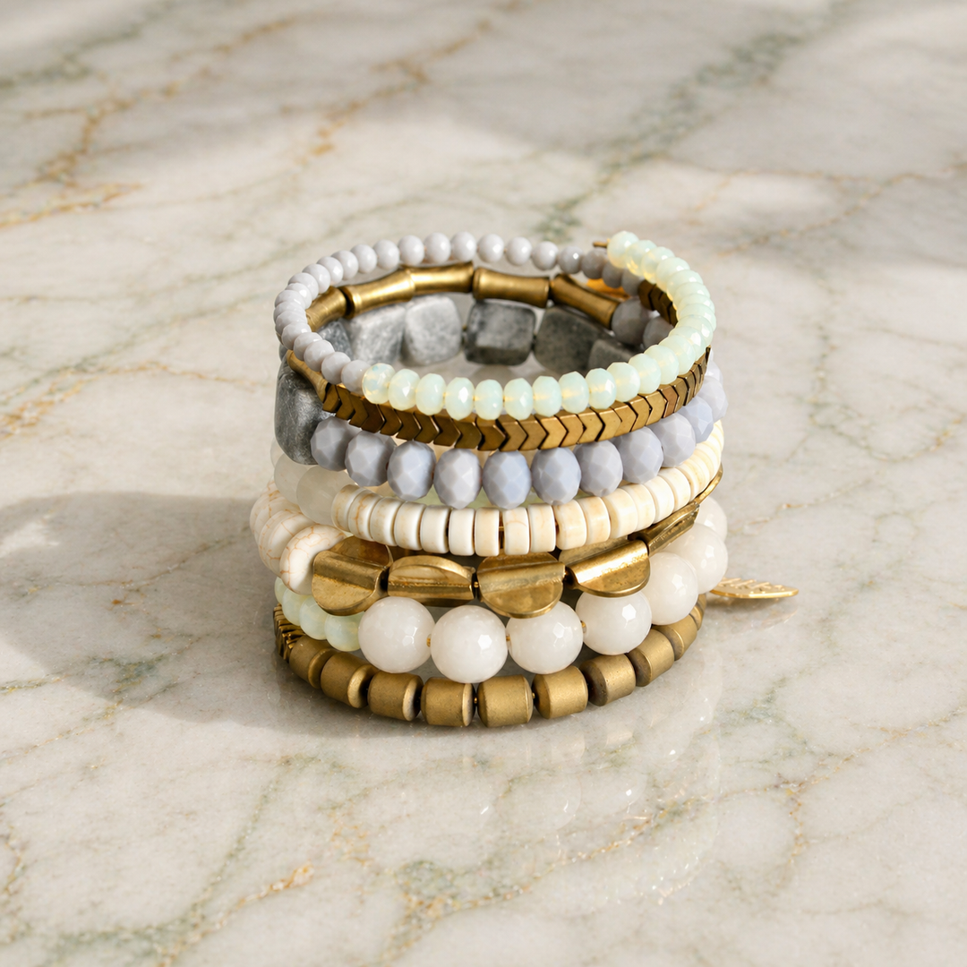 David Aubrey Jade & Marble Wrap Bracelet