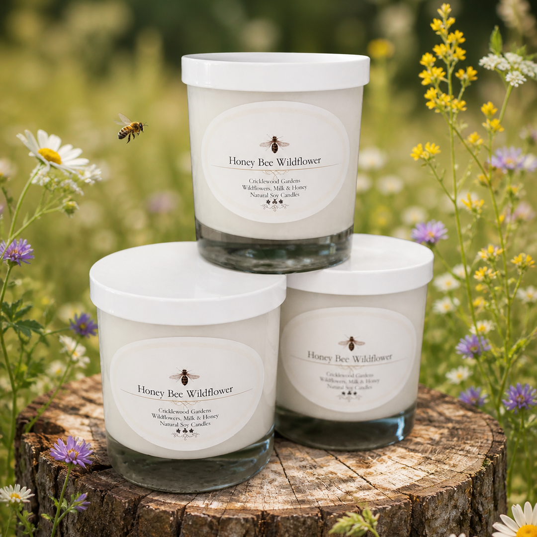 Honey Bee Wildflower hand-poured natural soy candles, 11oz