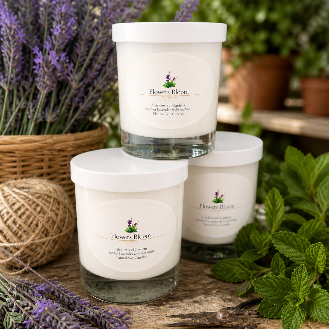 Flowers Bloom hand-poured natural soy candles