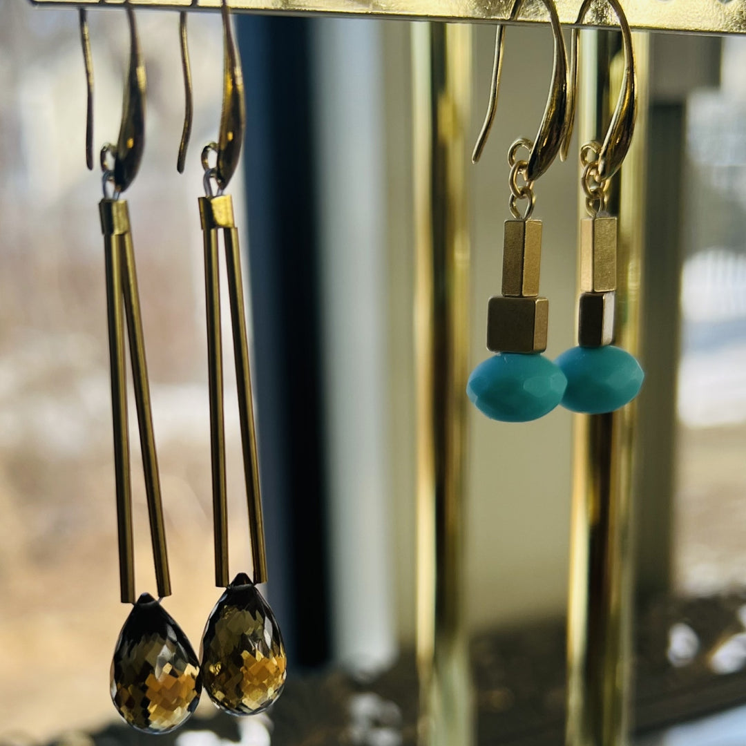David Aubrey Turquoise Glass Earrings