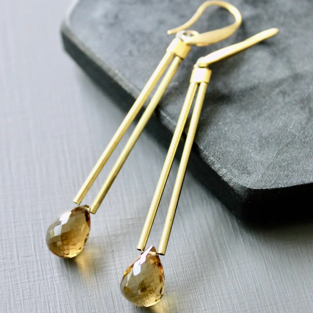 David Aubrey Beer Quartz Geometric Earrings