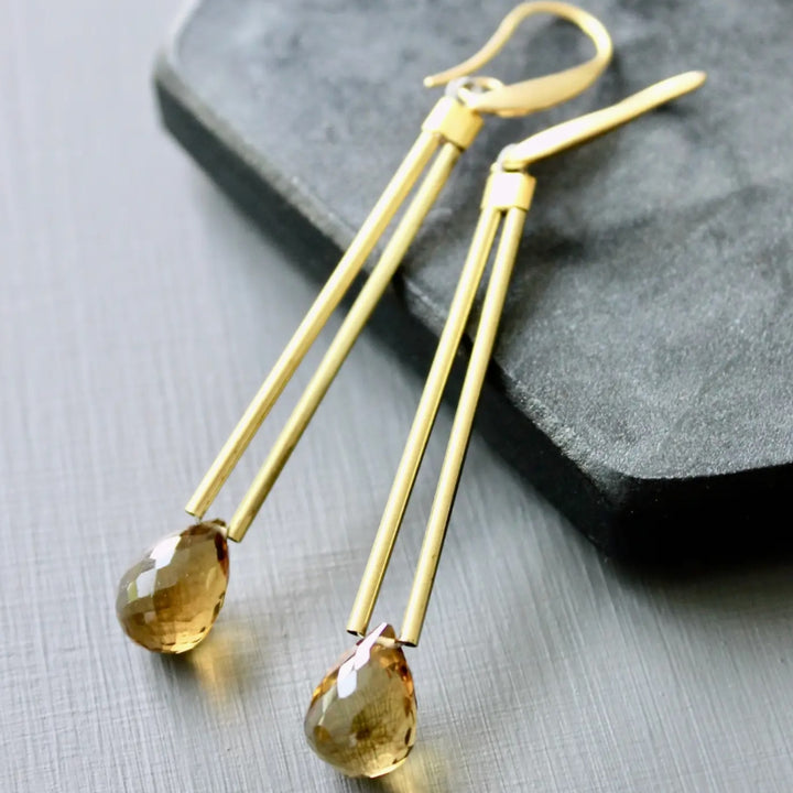 David Aubrey Beer Quartz Geometric Earrings