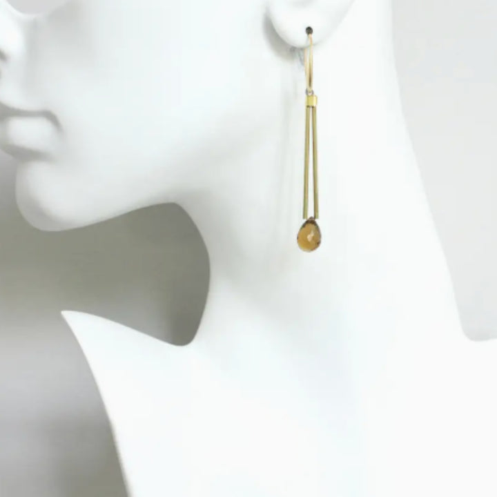 David Aubrey Beer Quartz Geometric Earrings