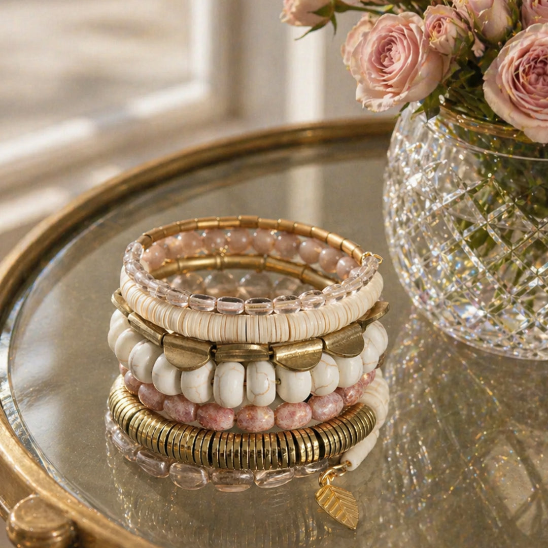 David Aubrey Dusty Rose & Gold Wrap Bracelet