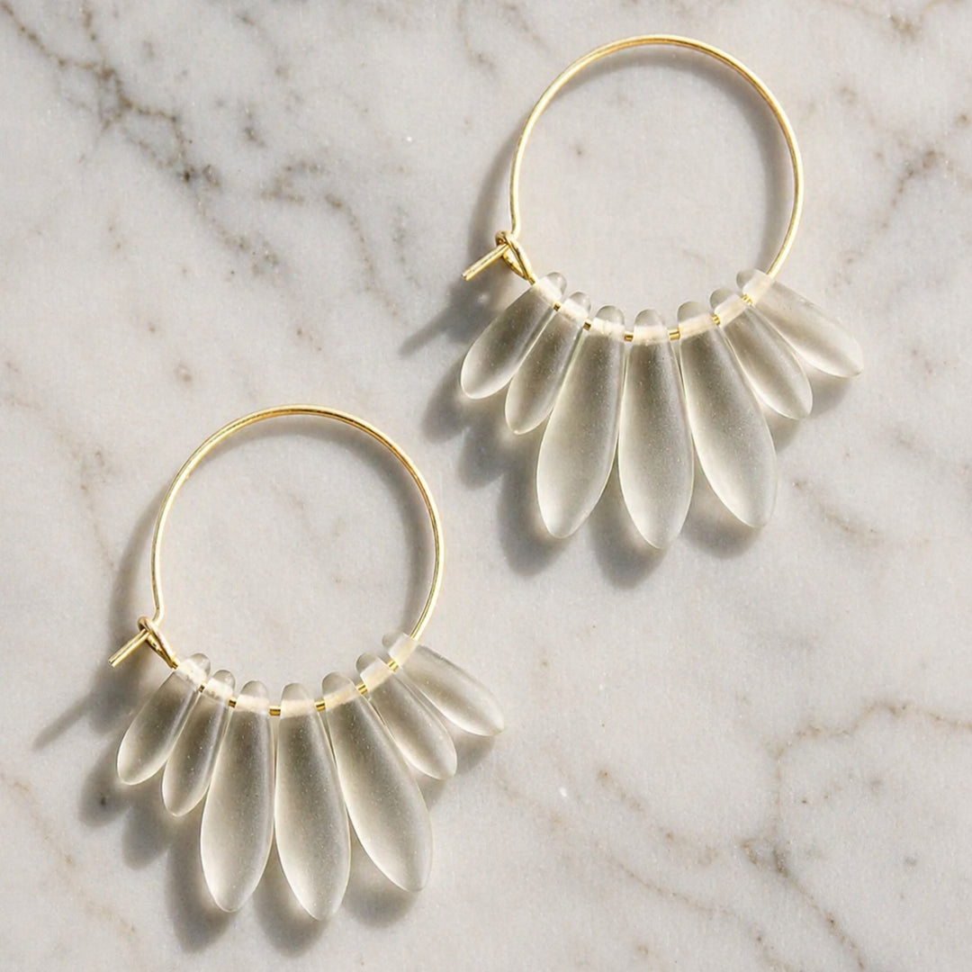David Aubrey Black Diamond Matte Hoop Earrings