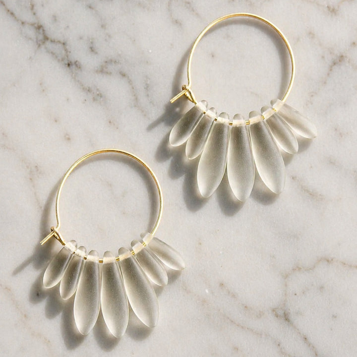David Aubrey Black Diamond Matte Hoop Earrings