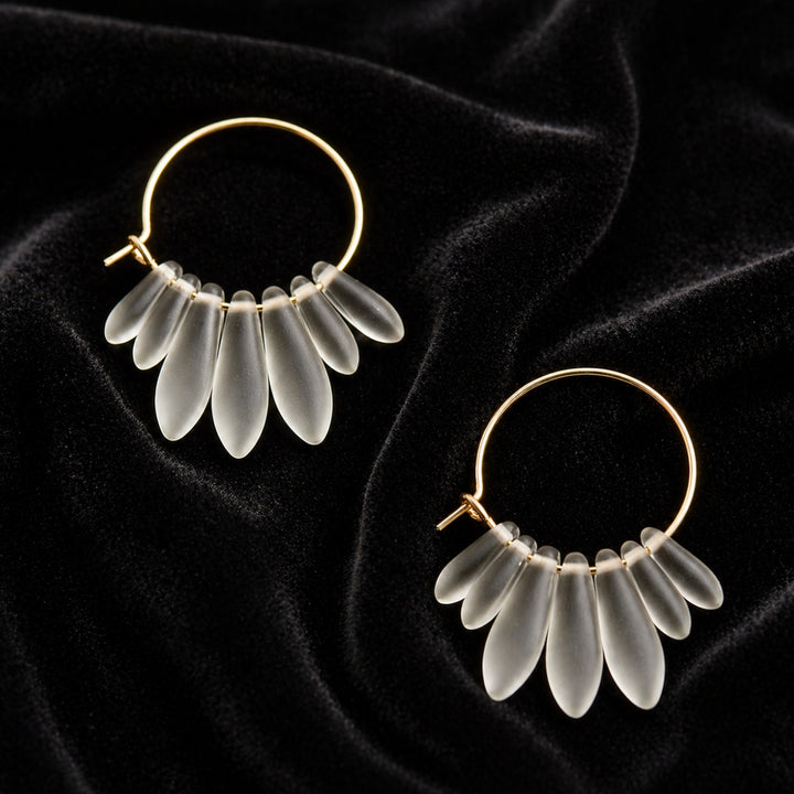 David Aubrey Black Diamond Matte Hoop Earrings