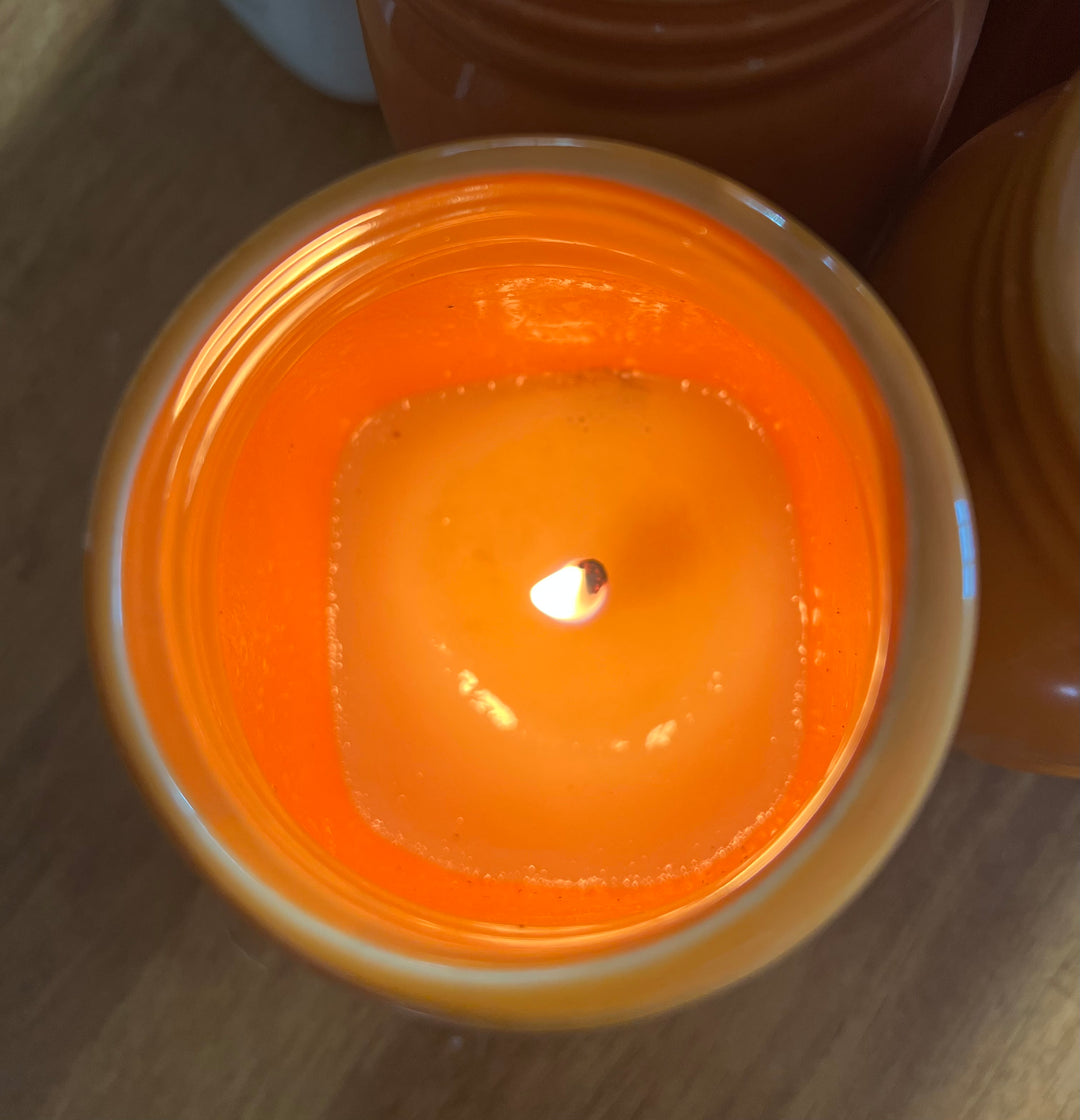 Pumpkin Head 18oz Soy Candle, Pumpkin Ceramic Jar in 3 color options