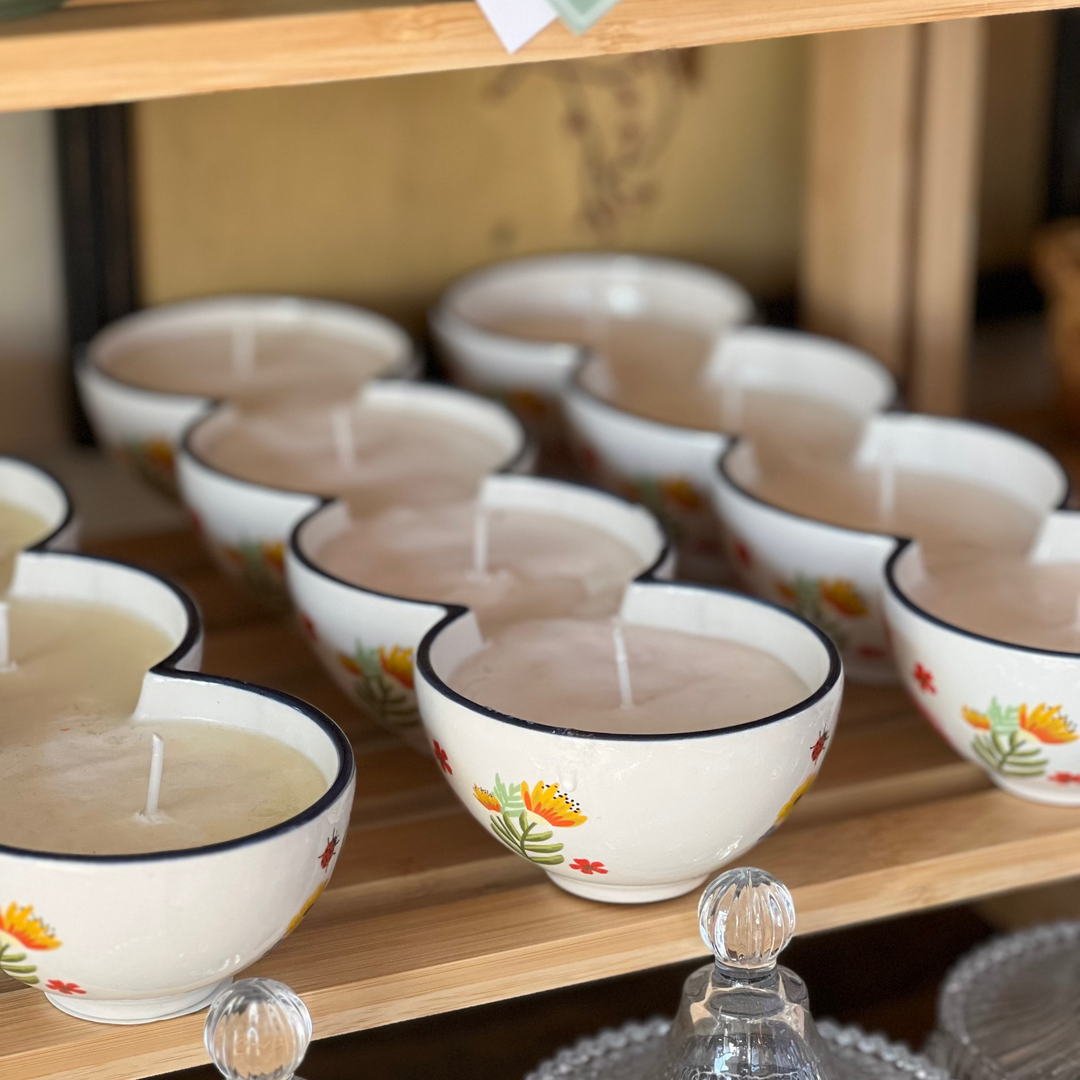 Retro floral 3-section candle