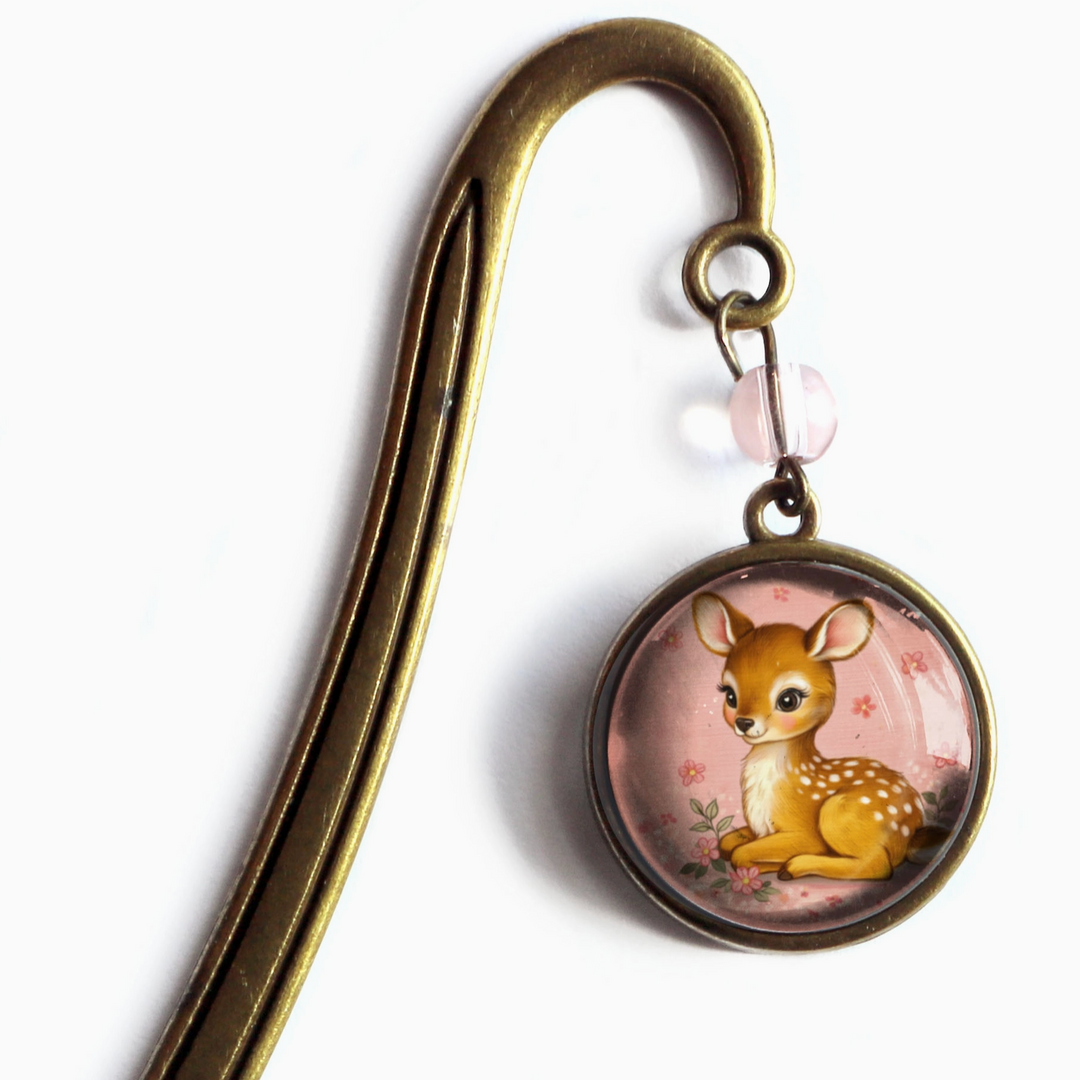 Baby Deer Bronze and Glass Cabochon Bookmark