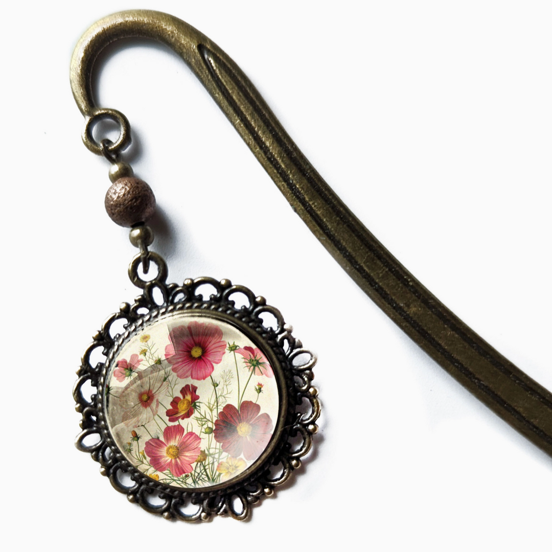 Cosmos Bronze and Glass Cabochon Bookmark