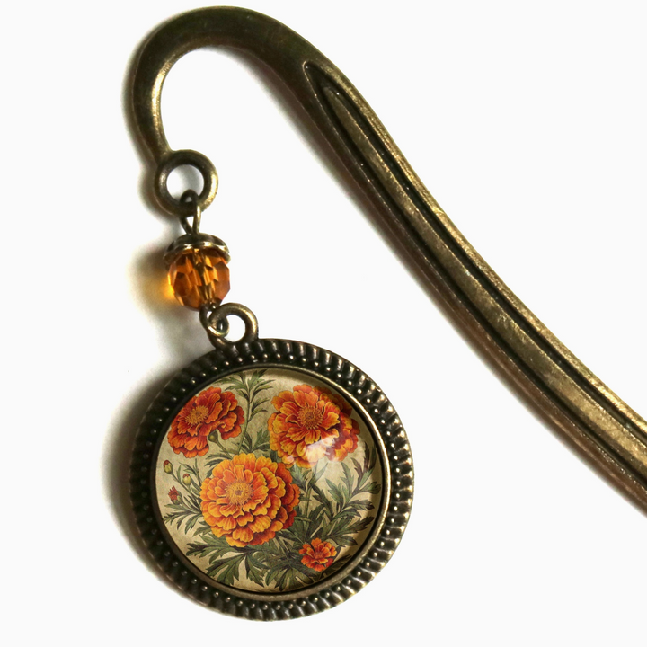 Marigold Bronze and Glass Cabochon Bookmark