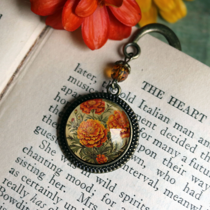 Marigold Bronze and Glass Cabochon Bookmark