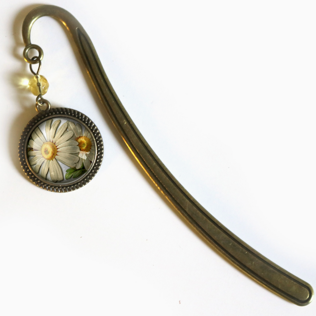 Summer Daisy Bronze and Glass Cabochon Bookmark