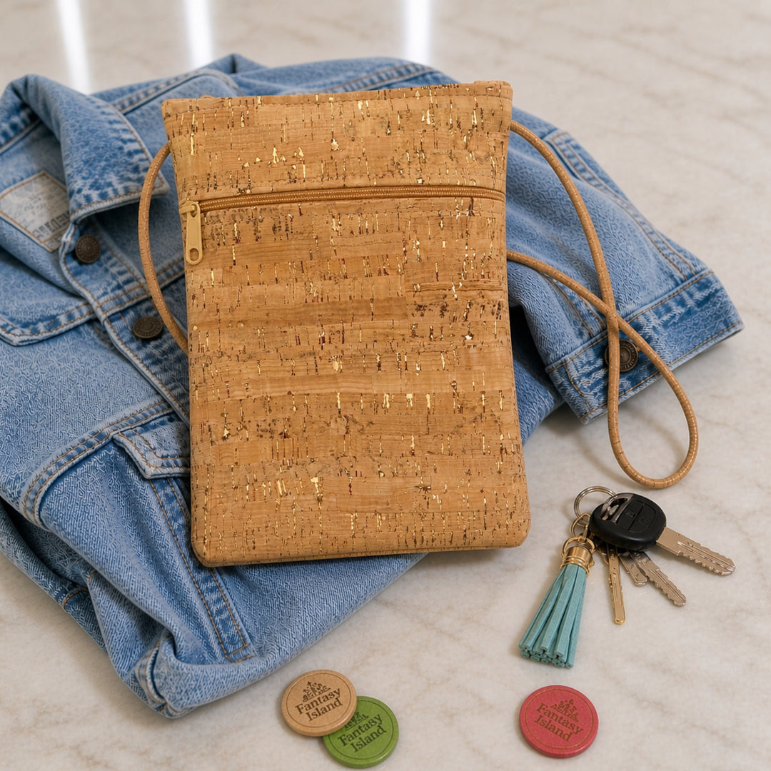 Cork Gold Flecked Cross Body Bag