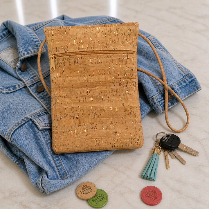 Cork Gold Flecked Cross Body Bag