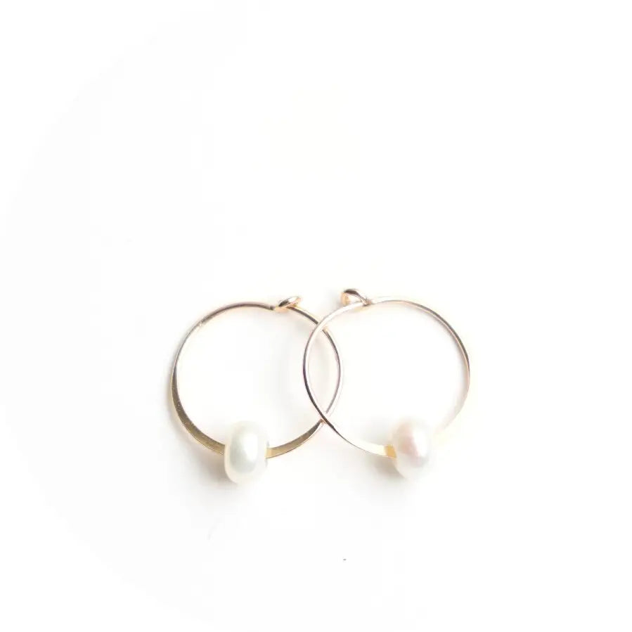 Mother of Pearl, Gold Filled Hoop Earrings