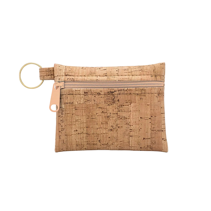 Cork Zipper Pouch, Wallet with Key Ring