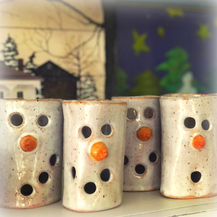 Ceramic Tea-Light Snowmen