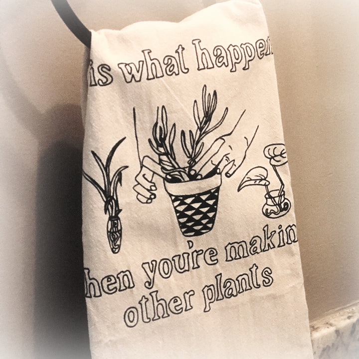 'Life is what happens...' Organic Cotton Tea Towel